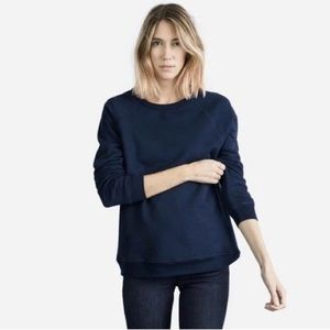 EVERLANE Boyfriend Sweatshirt Navy 100% Cotton SZ Small Minimalist women’s